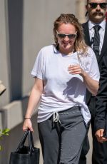 ELISABETH MOSS Arrives at Jimmy Kimmel Live in Los Angeles 08/05/2019