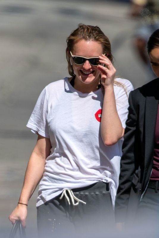 ELISABETH MOSS Arrives at Jimmy Kimmel Live in Los Angeles 08/05/2019