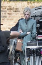 ELIZABETH DEBICKI on the Set on Tenet in London 08/27/2019