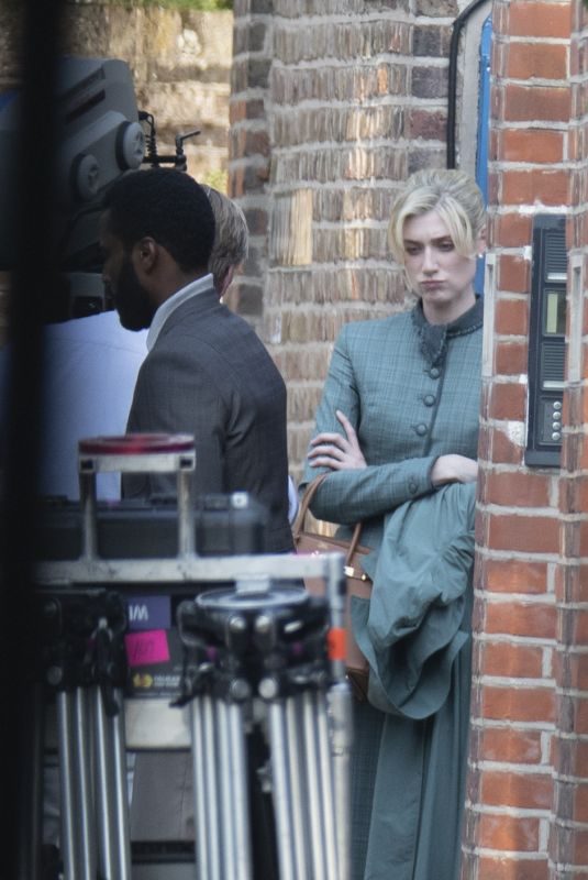 ELIZABETH DEBICKI on the Set on Tenet in London 08/27/2019