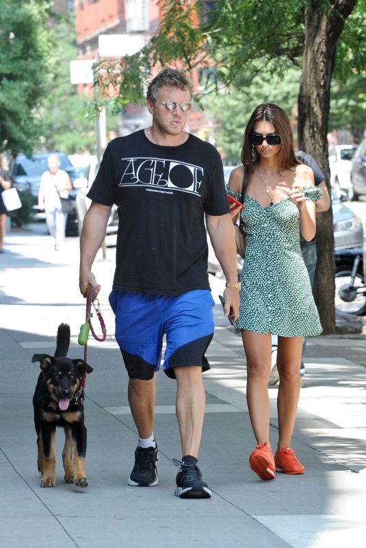 EMILY RATAJKOWSKI and Sebastian Bear-McClard Out with Their Dog in New York 08/03/2019