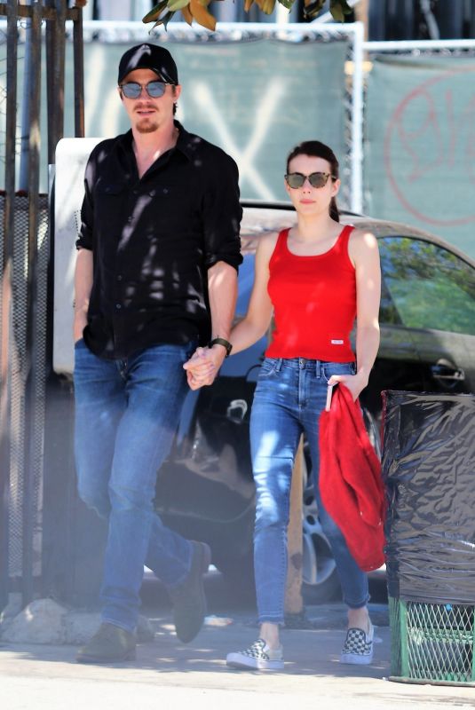EMMA ROBERTS and Garrett Hedlund Out in Los Angeles 08/27/2019