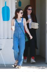 EMMA ROBERTS in Denim Overall Out for Coffee in Los Feliz 08/31/2019