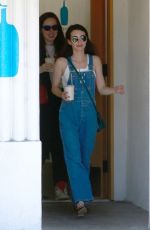 EMMA ROBERTS in Denim Overall Out for Coffee in Los Feliz 08/31/2019