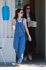 EMMA ROBERTS in Denim Overall Out for Coffee in Los Feliz 08/31/2019