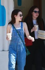 EMMA ROBERTS in Denim Overall Out for Coffee in Los Feliz 08/31/2019