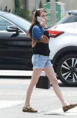EMMA ROBERTS in Denim Shorts Out in Los Feliz 08/07/2019