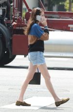 EMMA ROBERTS in Denim Shorts Out in Los Feliz 08/07/2019