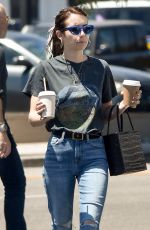 EMMA ROBERTS in Jeans Out for Coffee in Los Angeles 08/14/2019