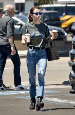 EMMA ROBERTS in Jeans Out for Coffee in Los Angeles 08/14/2019