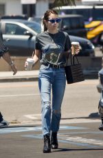 EMMA ROBERTS in Jeans Out for Coffee in Los Angeles 08/14/2019