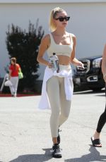 HAILEY BIEBER in Tights Leaves Pilates Class in West Hollywood 08/06/2019