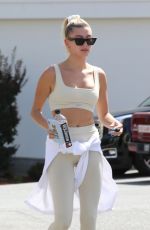 HAILEY BIEBER in Tights Leaves Pilates Class in West Hollywood 08/06/2019