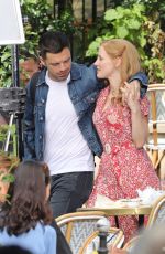 JESSICA CHASTAIN and Sebastian Stan on the Set of 355 in Paris 07/08/2019