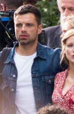 JESSICA CHASTAIN and Sebastian Stan on the Set of 355 in Paris 07/08/2019