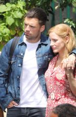 JESSICA CHASTAIN and Sebastian Stan on the Set of 355 in Paris 07/08/2019