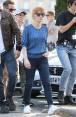 JESSICA CHASTAIN and Sebastian Stan on the Set of 355 in Paris 07/12/2019
