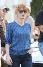 JESSICA CHASTAIN and Sebastian Stan on the Set of 355 in Paris 07/12/2019