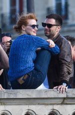 JESSICA CHASTAIN and Sebastian Stan on the Set of 355 in Paris 07/12/2019