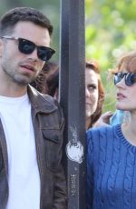 JESSICA CHASTAIN and Sebastian Stan on the Set of 355 in Paris 07/12/2019