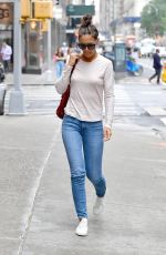 KAIE HOLMES in Denim Heading to Four Seasons Hotel in New York 08/06/2019