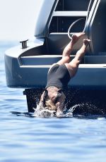 KATE MOSS and IRIS LAW at a Yacht in Portofino 08/09/2019