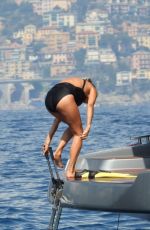 KATE MOSS in Swimsuit at a Yacht in Portofino 08/08/2019