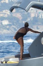 KATE MOSS in Swimsuit at a Yacht in Portofino 08/08/2019