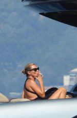 KATE MOSS in Swimsuit at a Yacht in Portofino 08/08/2019