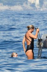 KATE MOSS in Swimsuit at a Yacht in Portofino 08/08/2019