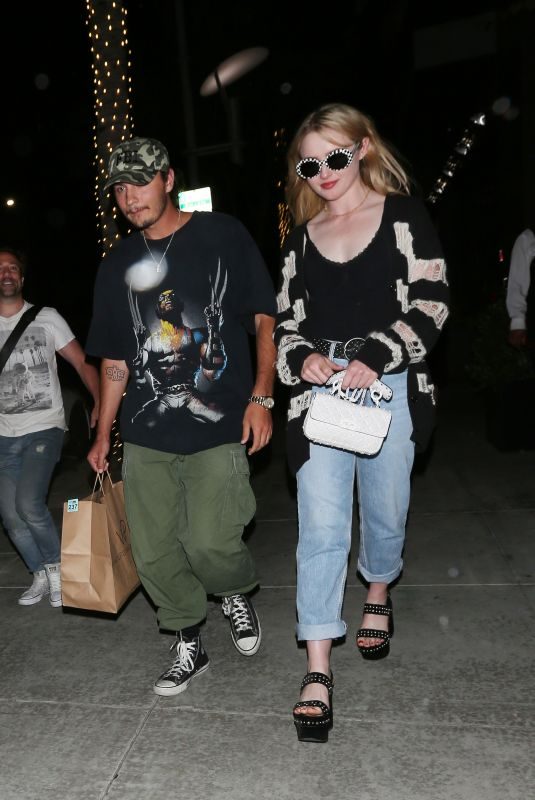 KATHRYN NEWTON and Brandon Thomas Lee at Spago Restaurant in Beverly Hills 08/21/2019