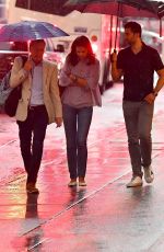 KATIE HOLMES Out on a Rainy Day in New York 08/07/2019