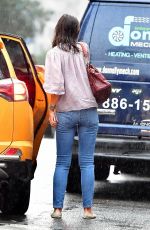 KATIE HOLMES Out on a Rainy Day in New York 08/07/2019