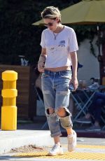 KRISTEN STEWART in Ripped Denim Out in Los Angeles 07/31/2019