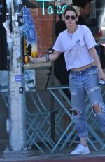 KRISTEN STEWART in Ripped Denim Out in Los Angeles 07/31/2019