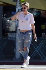 KRISTEN STEWART in Ripped Denim Out in Los Angeles 07/31/2019