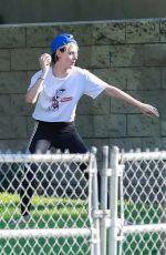 KRISTEN STEWART Plays Softball in Los Angeles 08/09/2019