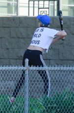 KRISTEN STEWART Plays Softball in Los Angeles 08/09/2019