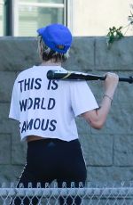 KRISTEN STEWART Plays Softball in Los Angeles 08/09/2019