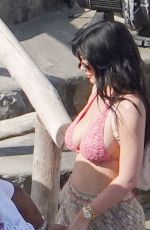 KYLIE JENNER in Bikini Top Out in Capri 08/09/2019