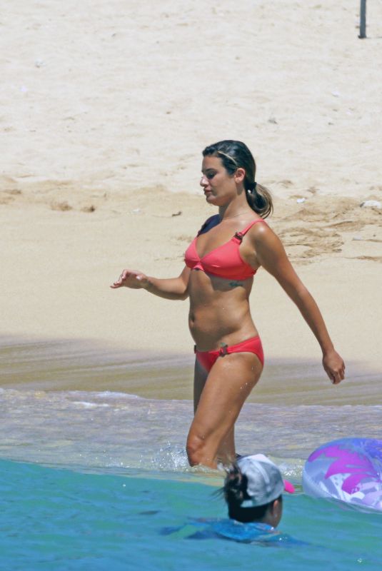 LEA MICHELE in Bikini on the Set Same Time, Next Christmas at a Beach in Hawaii 08/16/2019