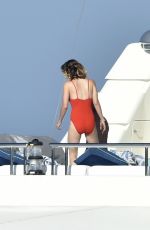 LEILA GEORGE in Swimsuit at a Yacht in Porto Cervo 08/10/2019