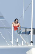 LEILA GEORGE in Swimsuit at a Yacht in Porto Cervo 08/10/2019