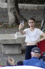 LILY COLLINS at Emily in Paris Set in Paris 08/19/2019