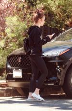 LILY COLLINS Leaves Pilates Class Hollywood 08/02/2019