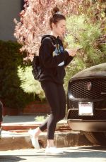 LILY COLLINS Leaves Pilates Class Hollywood 08/02/2019