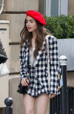LILY COLLINS on the Set of Emily in Paris in Paris 08/14/2019