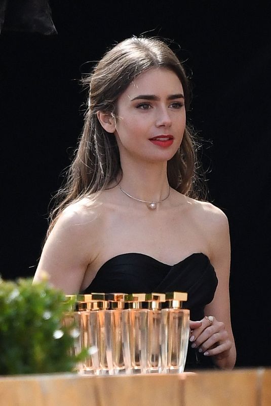 LILY COLLINS on the Set of Emily in Paris in Paris 08/16/2019