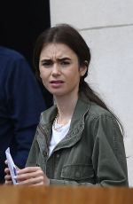 LILY COLLINS on the Set of Emily in Paris in Paris 08/16/2019