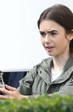 LILY COLLINS on the Set of Emily in Paris in Paris 08/16/2019